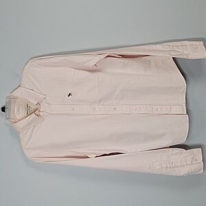 Abercrombie & Fitch pink & white stripe button down muscle shirt mens Large